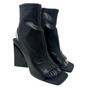 Steve Madden Transfer Faux Leather Peep Toe Booties in Black 7.5